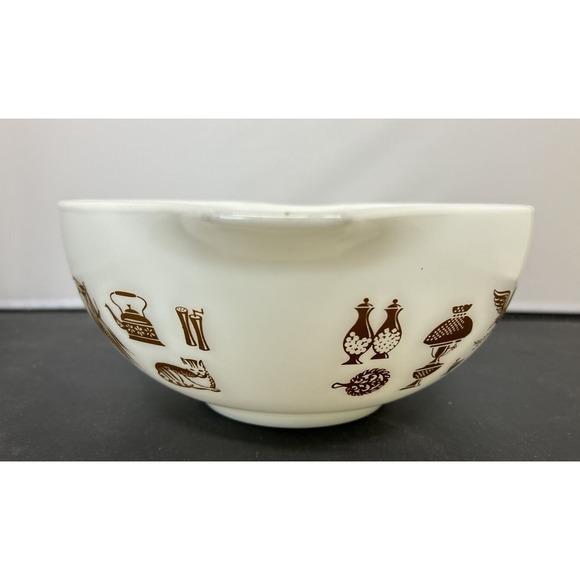Pyrex Early American Cinderella 443 White Brown 2-1/2 Qt Nesting Mixing Bowl - Picture 4 of 14